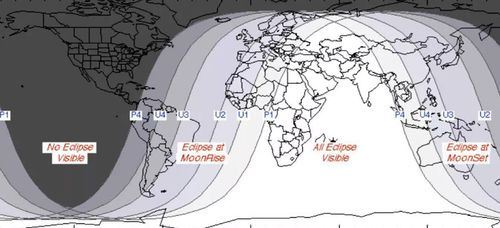 Where the lunar eclipse of July 27 to July 28, 2018 will be visible. (Image: NASA).