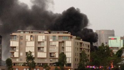 The Pyrmont blaze sent smoke billowing into the sky. (Nina)