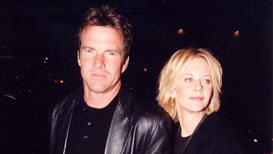 Dennis Quaid and Meg Ryan at the premiere of Hurlyburly in Los Angeles, 1998.