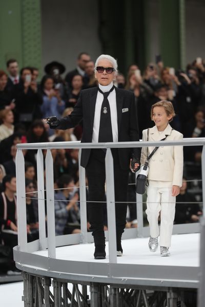 <p>Karl Lagerfeld at Chanel, autumn/winter '17.</p>
<p><strong>The look:</strong> Mozart meets Michael Jackson in 2017. Still thin. Still fabulous.</p>