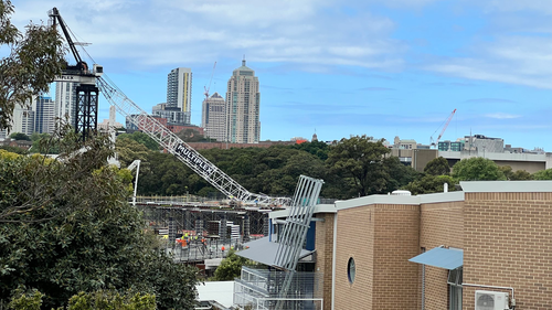 Crane collapse at new Sydney Fish Market building site.