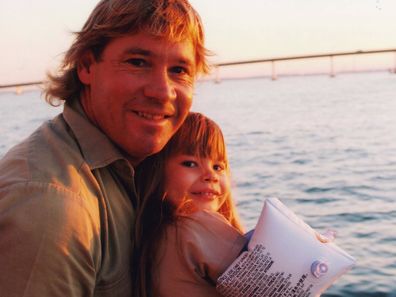 Bindi Irwin as a child with dad Steve Irwin.