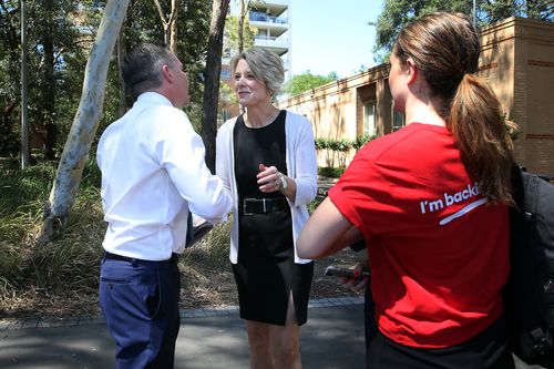 Chris Bowen and Labor's candidate for Bennelong, Kristina Keneally leave a press conference where they discussed the Turnbull Government's cuts to services. (AAP)