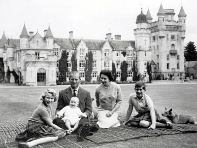 Prince Philip with the Queen and his three edlest children