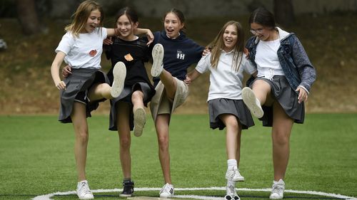 Students at Meghan Markle's former Hollywood high school are already celebrating in song and dance ahead of her upcoming Royal Wedding to Prince Harry. Picture: AAP.