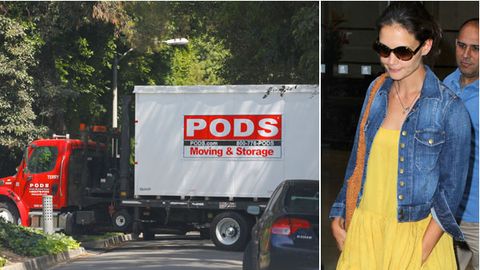 Moving out, Katie? Removal trucks spotted at Tom Cruise's home