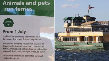 Changes to the rules for pets on Sydney ferries will be enforced from July 1.