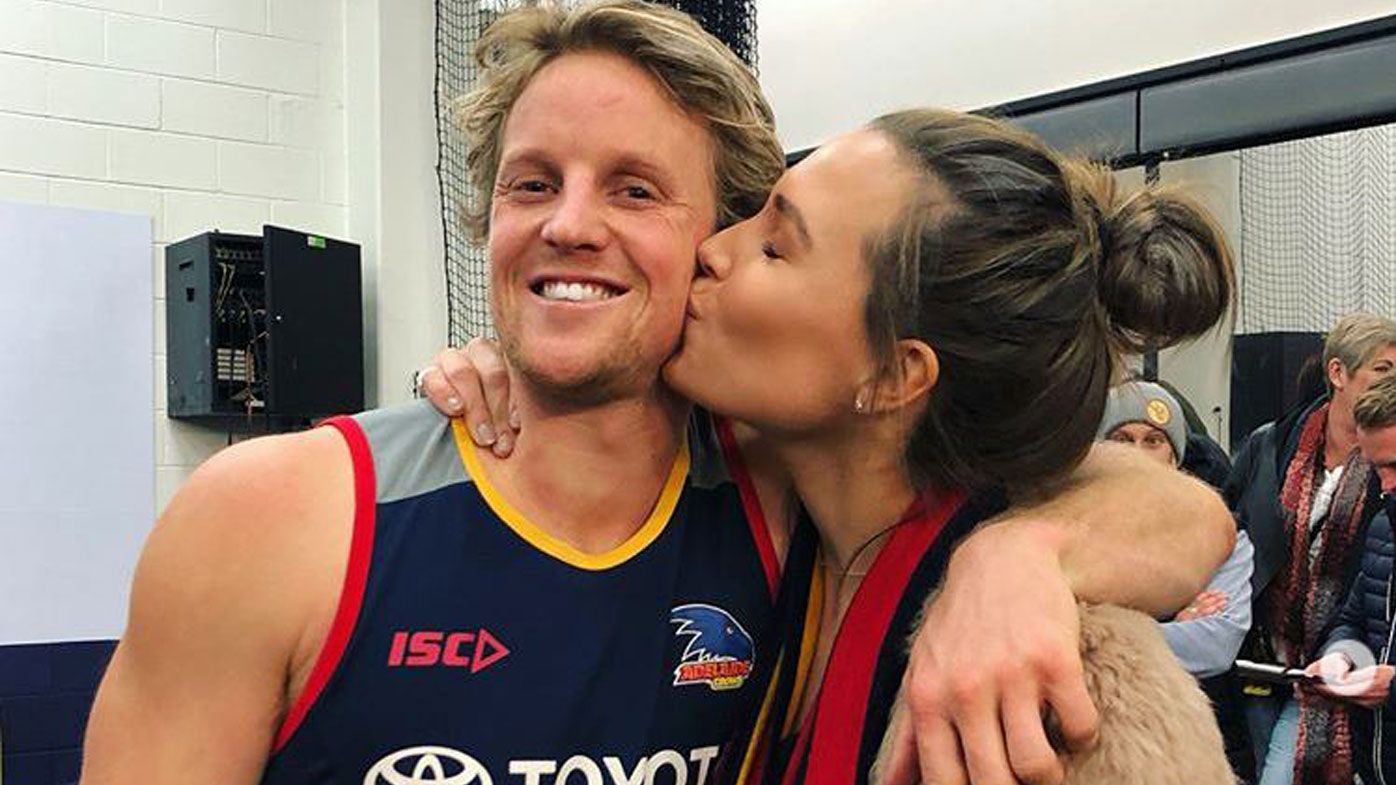 Adelaide Crows star Rory Sloane and wife Belinda celebrate Father's Day in poignant moment