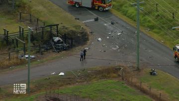 Queensland Police say a stolen Mazda CX-9 with two 15-year-old boys and a girl, aged 17, inside, was on Brightview Road west of Ipswich, shortly after 6am.