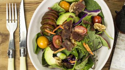 Recipe: <a href="http://kitchen.nine.com.au/2018/02/08/11/50/crunchy-summer-salad-with-beef-jerky-recipe" target="_top">Crunchy summer salad with beef jerky</a>