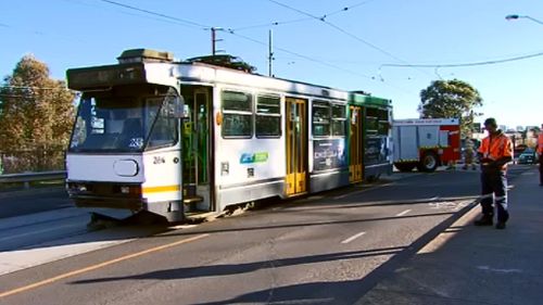 No one on the tram was injured. (9NEWS)