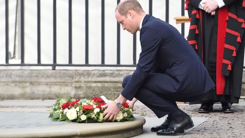 Prince William laid a wreath outside Westminster Abbey, (AAP)