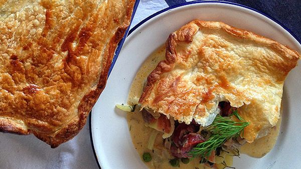 Renate's chorizo and herring pie