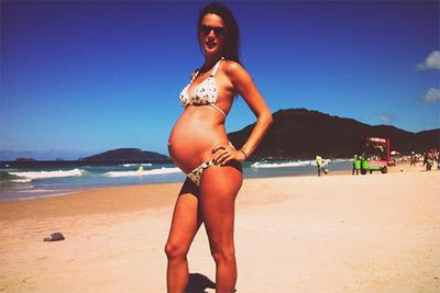 Ever the Victoria's Secret model, Alessandra Ambrosio made sure to put her best belly forward in this end-of-runway pose while on vacation for her 31st birthday. <br/><br/>Image: Facebook/Alessandro Ambrosio