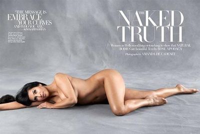 Kim nude and NOT retouched for <i>Harper's Bazaar</i> magazine.