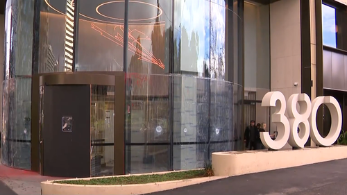 Toll Group's head office on St Kilda Road was targeted by anti-Israel activists.