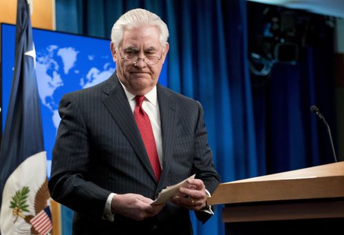 Former Secretary of State Rex Tillerson speaks after his shock firing by President Trump. (AP) 