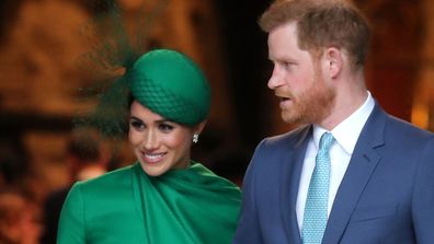 LONDON, ENGLAND - MARCH 09: Prince Harry, Duke of Sussex and Meghan, Duchess of Sussex meets children as she attends the Commonwealth Day Service 2020 on March 09, 2020 in London, England. (Photo by Chris Jackson/Getty Images)