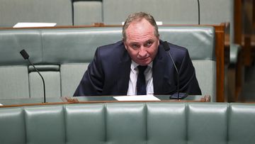 Special Drought envoy Barnaby Joyce reacts during a motion to suspend standing orders calling for government intervention for the dairy industry in the House of Representatives at Parliament House in Canberra, February, 2019.