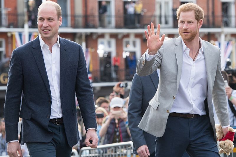 Harry and William on the eve of the royal wedding at Windsor Castle on May 18, 2018 in Windsor, England.  