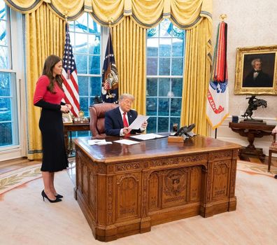 Margo Martin in the oval office with Donald Trump