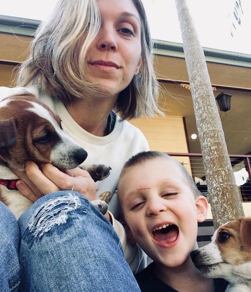 Eli and his mother Brittany Cervantes at their home in Agnes Water.