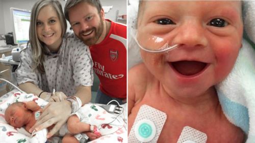 Premature baby's joyous smile a symbol of hope to expectant parents