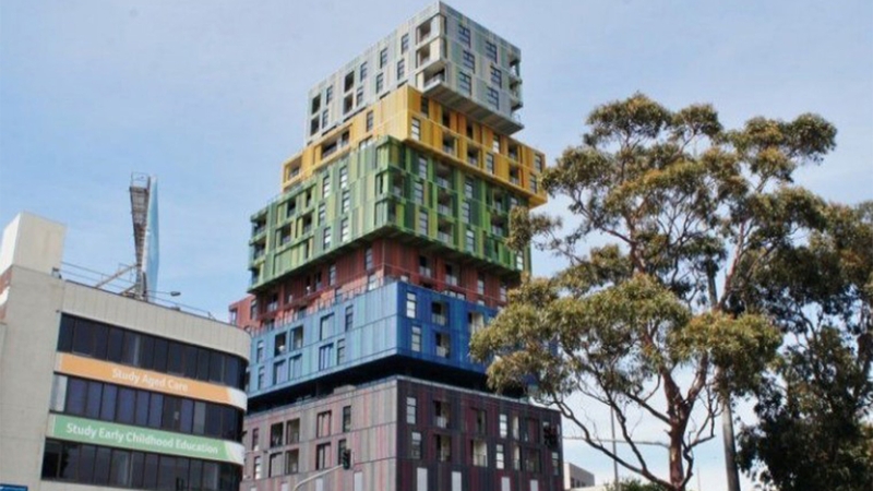 Apartment complex in Melbourne resembles a stack of Lego blocks