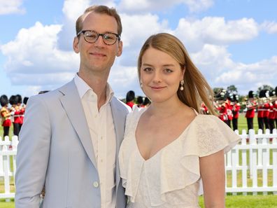 EGHAM, ENGLAND - JUNE 16: Timothy Vesterberg and Flora Vesterberg attend the Cartier Queen's Cup Polo at Guards Polo Club on June 16, 2024 in Egham, England. (Photo by Dave Benett/Getty Images for Cartier)