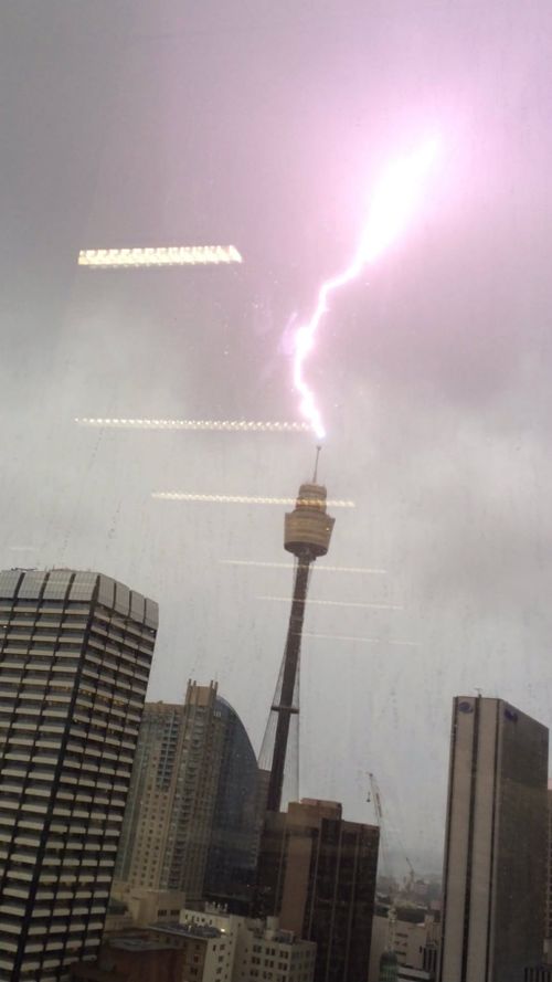 Lightning strikes the Centrepoint Tower. (Simon Chappell)