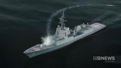 The HMAS Hobart is the first of three AWDs to be constructed in South Australia. (9NEWS)