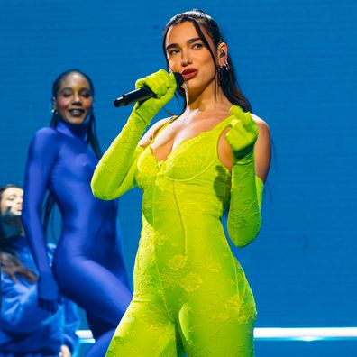 Dua Lipa performs onstage during the Future Nostalgia Tour at United Center on March 09, 2022 in Chicago, Illinois. 