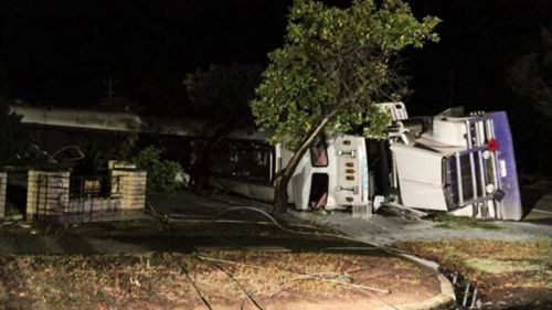 The Calder Highway between Bridgewater and Inglwood is closed after a truck overturned causing an oil spill. (9NEWS)
