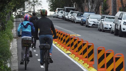 This pop up bike lane on Birdge Street in Erskineville will become permanent.