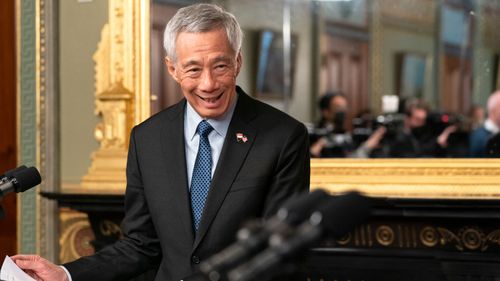 Singapore's Prime Minister Lee Hsien Loong at the Eisenhower Executive Office Building on the White House complex, in Washington