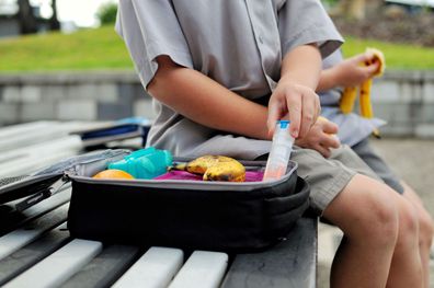 Stock photo: A child carries an epi-pen in his lunch.