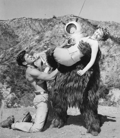 George Nader and Claudia Barrett star in the 1953 classic Robot Monster.