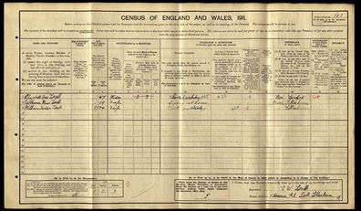 Ancestry, census entry, Catherine Maud Lovell aged 19 was 'hiding at home'