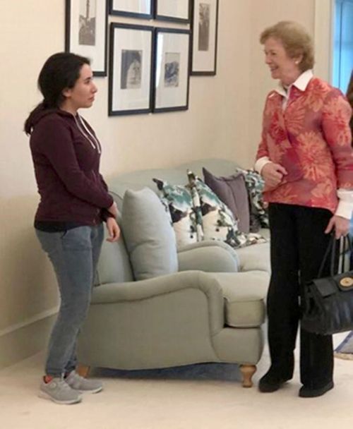 A photo released by the UAE shows Sheikha Latifa bint Mohammed Al Maktoum, a daughter of Dubai's ruler Sheikh Mohammed bin Rashid Al Maktoum, meeting Mary Robinson, a former United Nations High Commissioner for Human Rights and former president of Ireland, in Dubai, United Arab Emirates.