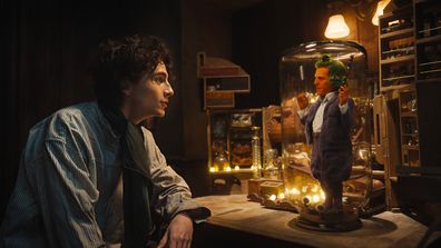 Timothee Chalamet as Willy Wonka meets Hugh Grant as an Oompa-Loompa in the upcoming film "Wonka."Courtesy of Warner Bros. Pictures
27 Jul 23
