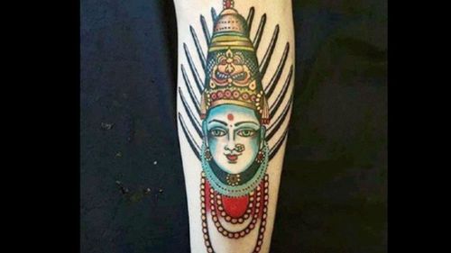 Matthew Gordon came under fire for his tattoo of Hindu fertility goddess Yellama. (Facebook)