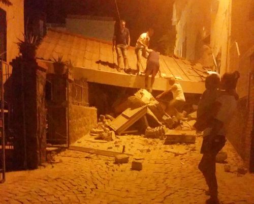 Buildings have collapsed around the island after the earthquake. (AAP)