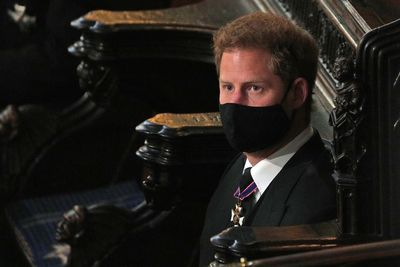 Prince Harry attends Prince Philip's funeral, April 2021