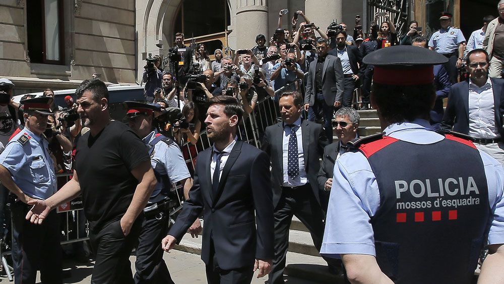 Lionel Messi leaves court after a 2016 appearance. (AAP)
