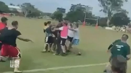 Josh Jones is still awaiting surgery after he was allegedly pushed down a set of stairs and kicked in the head during the brawl at an under-13s game Wynnum on Sunday.