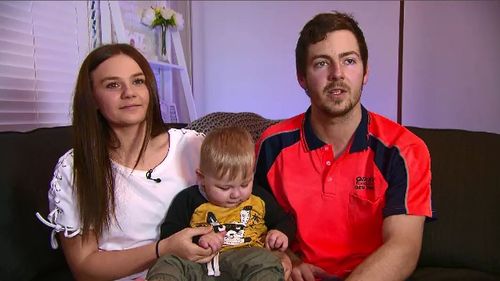 Baby Declan Campbell almost died at Nepean Hospital in Sydney's west after he was wrongly injected in a routine scan. Picture: 9NEWS.