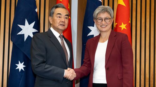 Chinese Foreign Minister Wang Yi meets with Penny Wong.