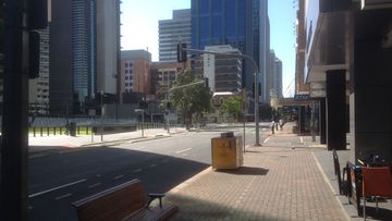George Street, Brisbane CBD. The Supreme Court and other legal buildings are located here and the area is usually bustling with people. (Tyron Butson, 9NEWS)