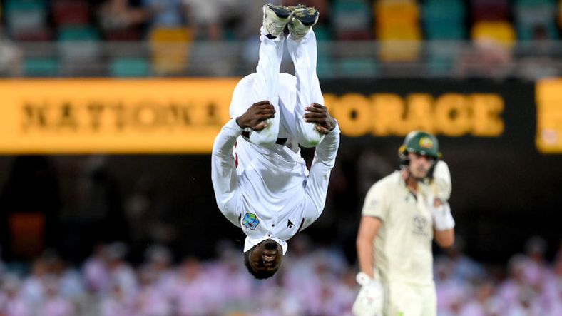 West Indies debutant's celebration hailed the 'best ever' after claiming first Test wicket