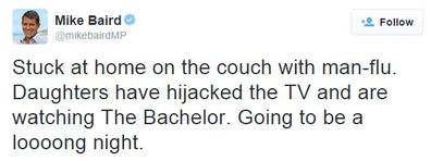 The Bachelor, NSW Premier, Mike Baird, tweets